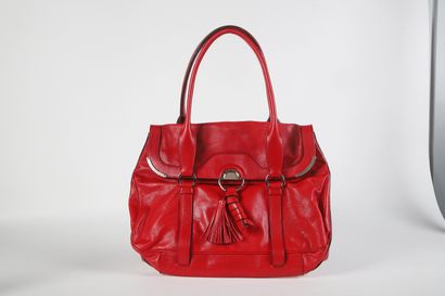 CÉLINE
Red leather bag 44cm, closure under...