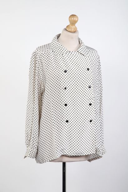 COURREGES
Off white silk blouse with black...
