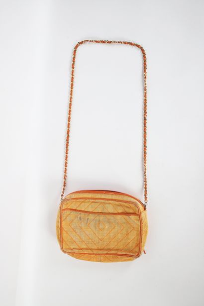 CHANEL 
Mustard quilted jersey bag, closure...