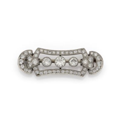 Broche Art Déco en or gris 18K (750/1000)...