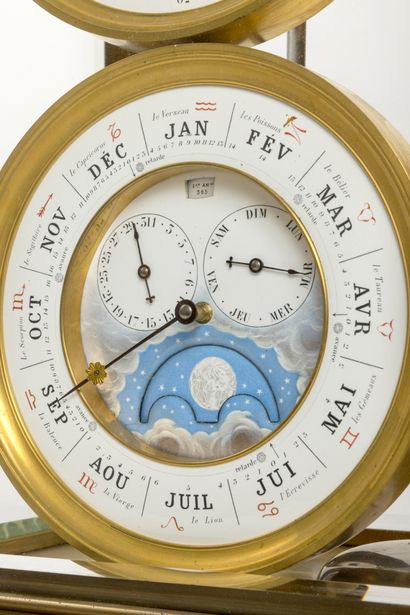 Calendrical mantel clock with half-hour striking
signed...