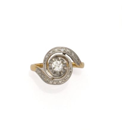 Bague tourbillon en or deux tons 18K (750/1000)...