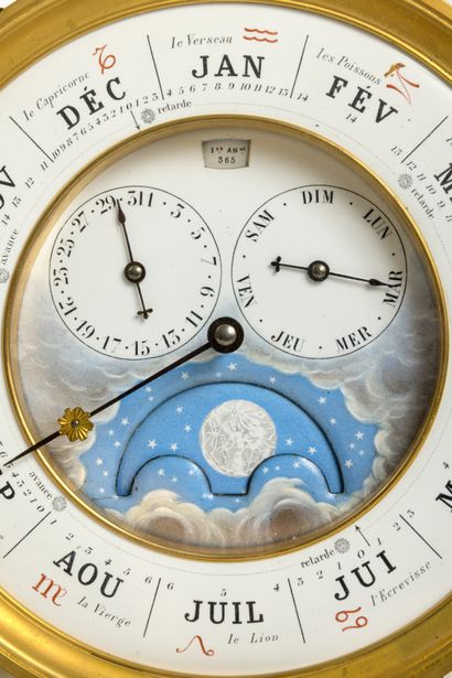 Calendrical mantel clock with half-hour striking
signed...