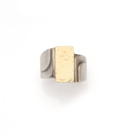 Bague chevalière Art Déco en argent (800/1000)...