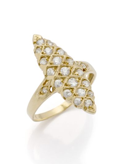 Bague marquise en or jaune 18K (750/1000)...
