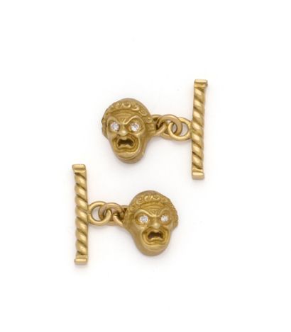 Paire de boutons de manchettes en or jaune...