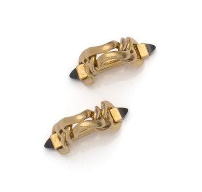 Paire de boutons de manchette en or jaune...