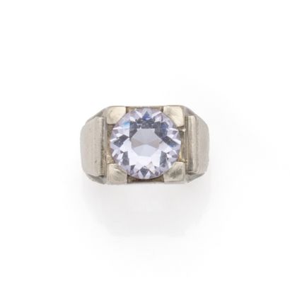 Bague chevalière Art Déco en argent (800/1000)...