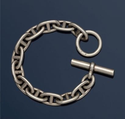 HERMES 
Bracelet en argent (925/1000) à mailles...