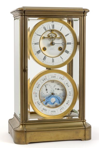 Calendrical mantel clock with half-hour striking
signed...
