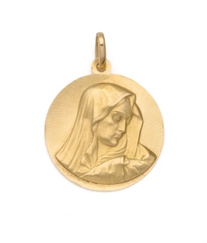 Médaille ronde de la Vierge pleurante en...