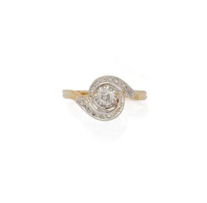 Bague tourbillon en or deux tons 18K (750/1000)...