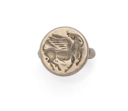 Bague cachet d'homme en argent (800/1000)...