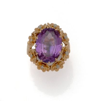 Bague cocktail en or jaune 18K (750/1000)...