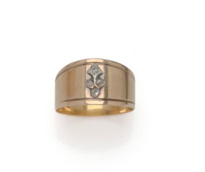 Bague jonc en or rose 18K (750/1000) et argent...