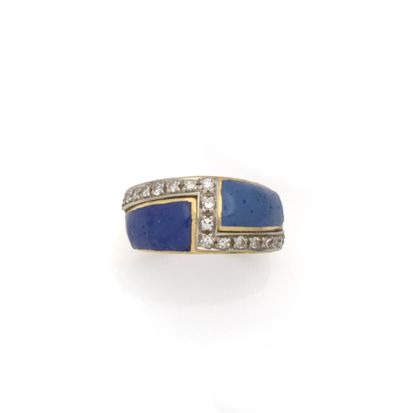 Bague en or jaune 18K (750/1000) appliquée...