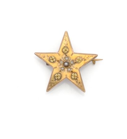 Broche en or deux tons 18K (750/1000) formant...