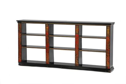 Pair of bookcases in red tortoiseshell and...