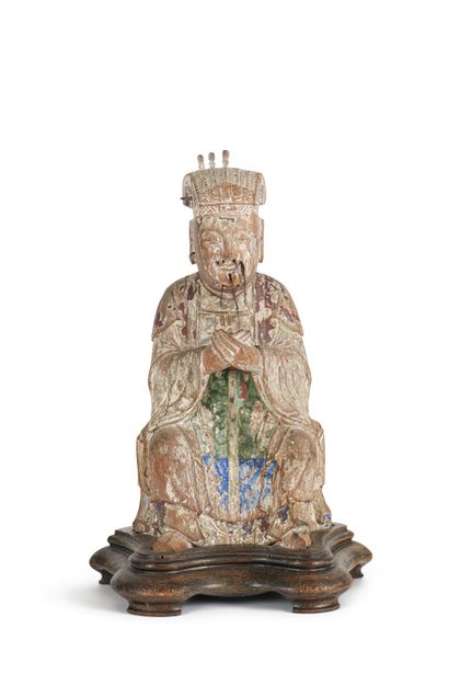 CHINA, 19th century
Polychrome wooden statue...