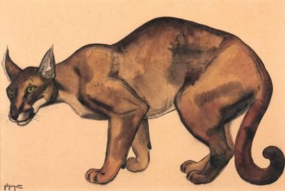 Georges Lucien GUYOT (1885-1973)
Le lynx
Aquarelle
Signée...