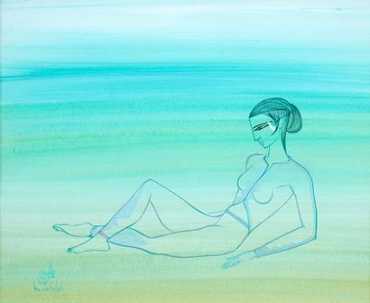 Jellal BEN ABDALLAH (1921-2017)
Femme allanguie
Aquarelle...