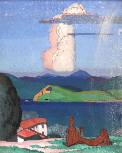 Jean DUPAS (1882-1964) 
Nus devant le lac
Huile...