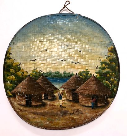 Xxth century school
Huts by the river
Oil...