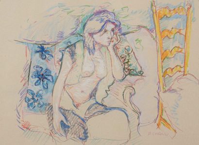 Pierre CORNU (1895-1996)
Seated nude
Pastel
Signed...