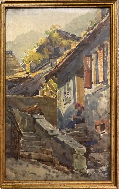 20th century school
View of a house
Watercolor
Signed...