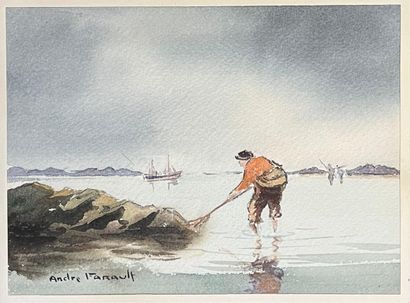 André FARAULT (1919-2007)
Fishermen
Watercolors
Signed...