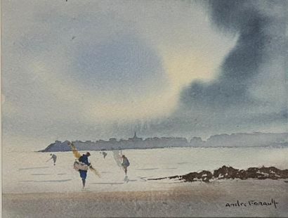 André FARAULT (1919-2007)
Fishermen
Watercolors
Signed...