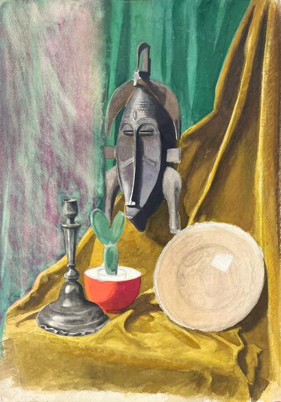 ECOLE AFRICANISTE
Nature morte au masque...