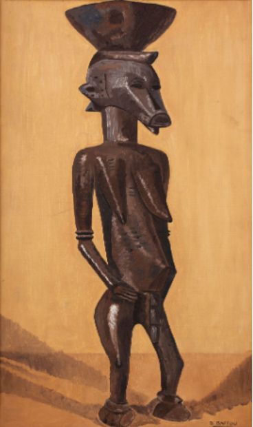 D. BAFFOU
Statue Senoufo
Huile sur toile
Signée
32...