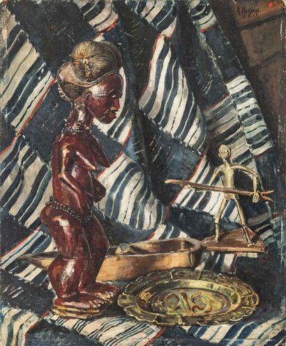 A. MARIMON
Nature morte à la statue Baoulé
Huile...
