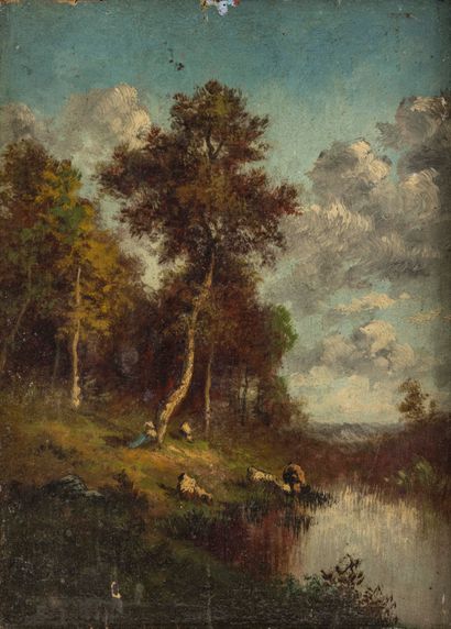 Jules DUPRÉ (Nantes 1811 - L'Isle-Adam 1889)
Paysage...