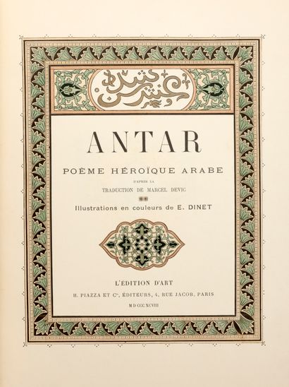 DINET (Étienne). Antar. Arab heroic poem....
