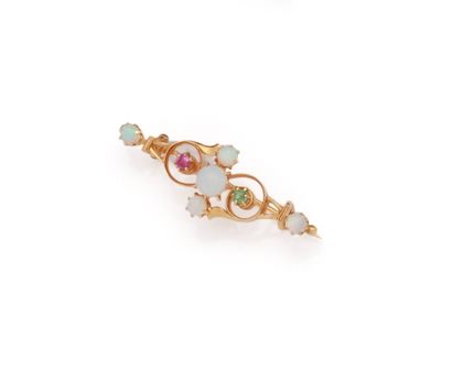 Fine broche en or jaune 18K (750/1000) à...