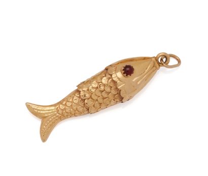 Pendentif Poisson articulé en or jaune 18K...
