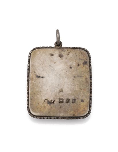 Rectangular silver pendant (800/1000) adorned...
