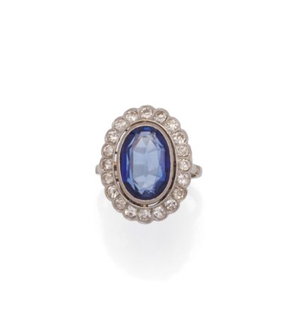 Ring in 18K (750/1000) white gold and platinum...