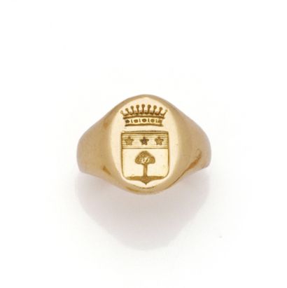 Chevalière in 18K (750/1000) yellow gold...