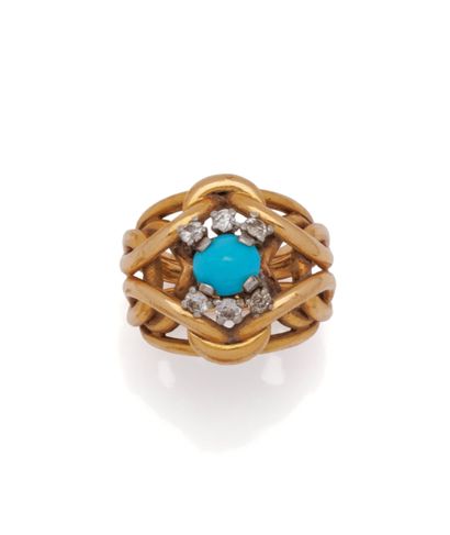 Bague dôme en or jaune 18K (750/1000) et...