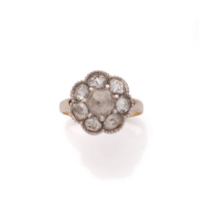 14K (585/1000) yellow gold and silver daisy...