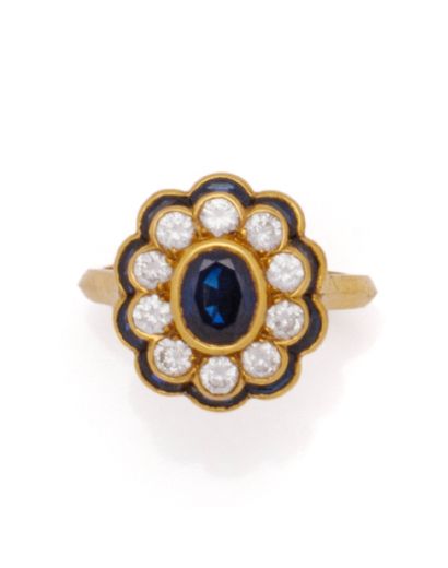 Bague marguerite en or jaune 18K (750/1000)...