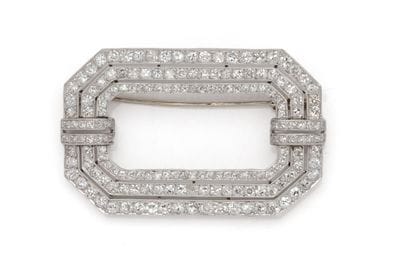 Rectangular Art Deco brooch with cut sides...