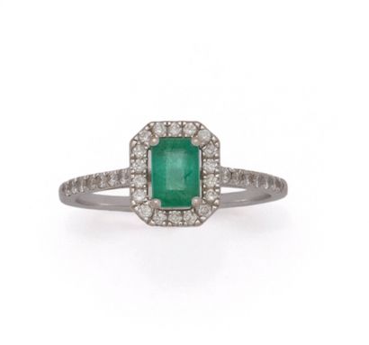 Bague en or gris 18K (750/1000) centrée d’une...