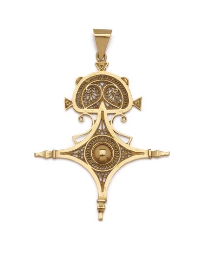Croix d'Agadès en or jaune 18K (750/1000)...