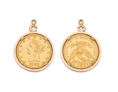 Pendentif porte-pièce en or jaune 18K (750/1000)...