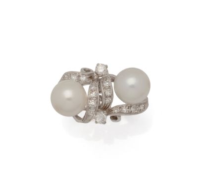 Bague toi et moi en or gris 18K (750/1000)...