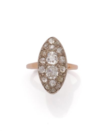 18K (750/1000) rose gold and platinum (850/1000)...